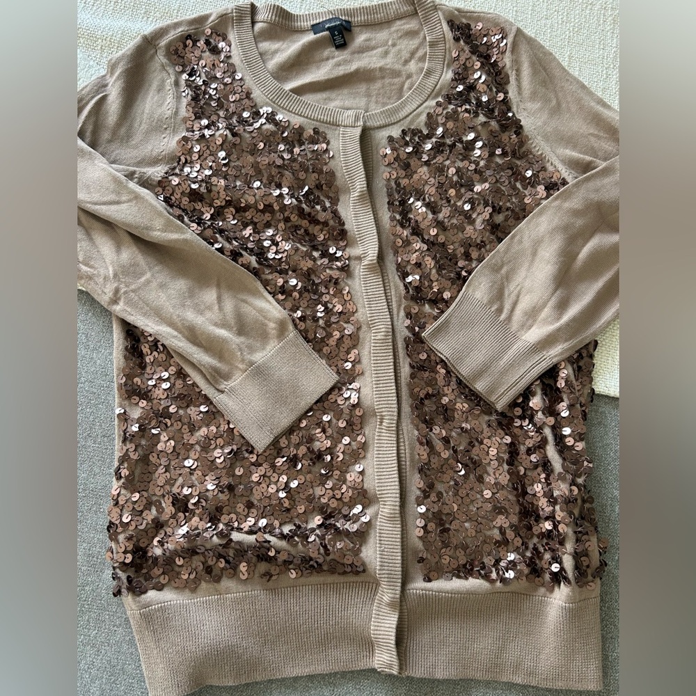 Talbots Tan Sequin Cardigan